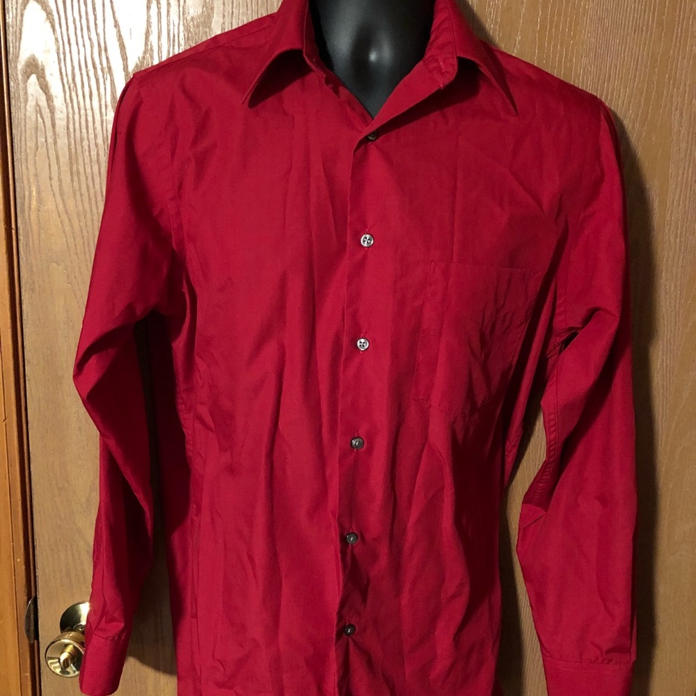 Red, button down dress shirt
